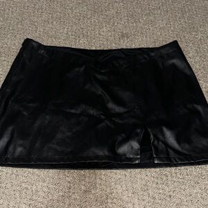 Black Faux Leather Mini Skort